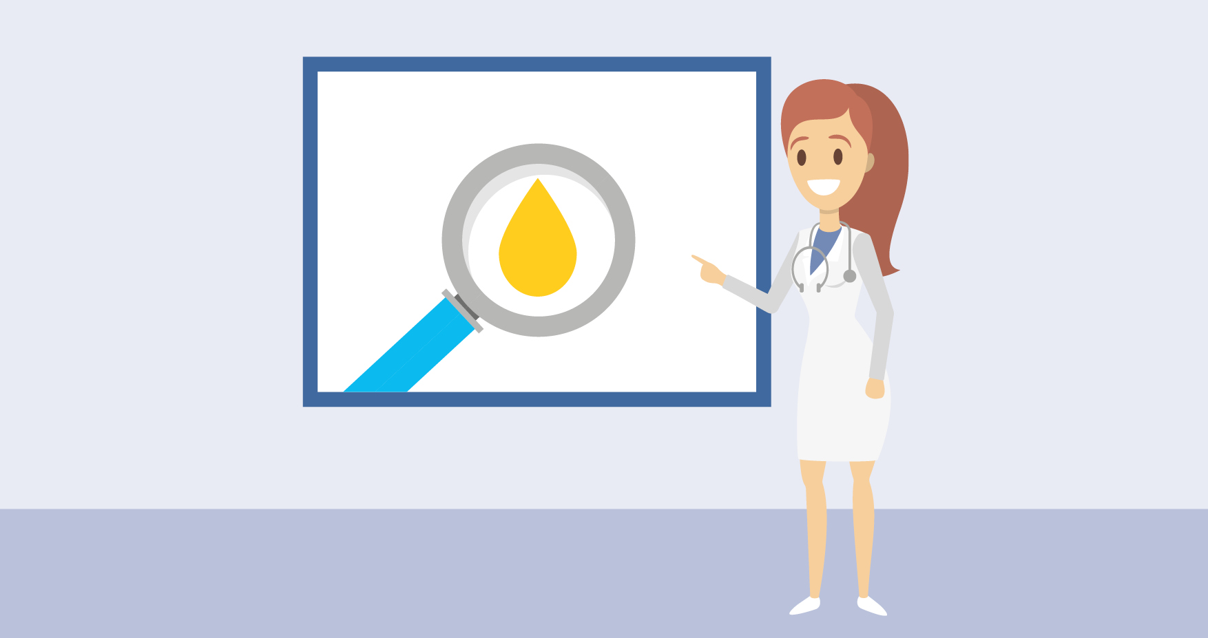 Vrouw aanwijzen vergrootglas druppel urine